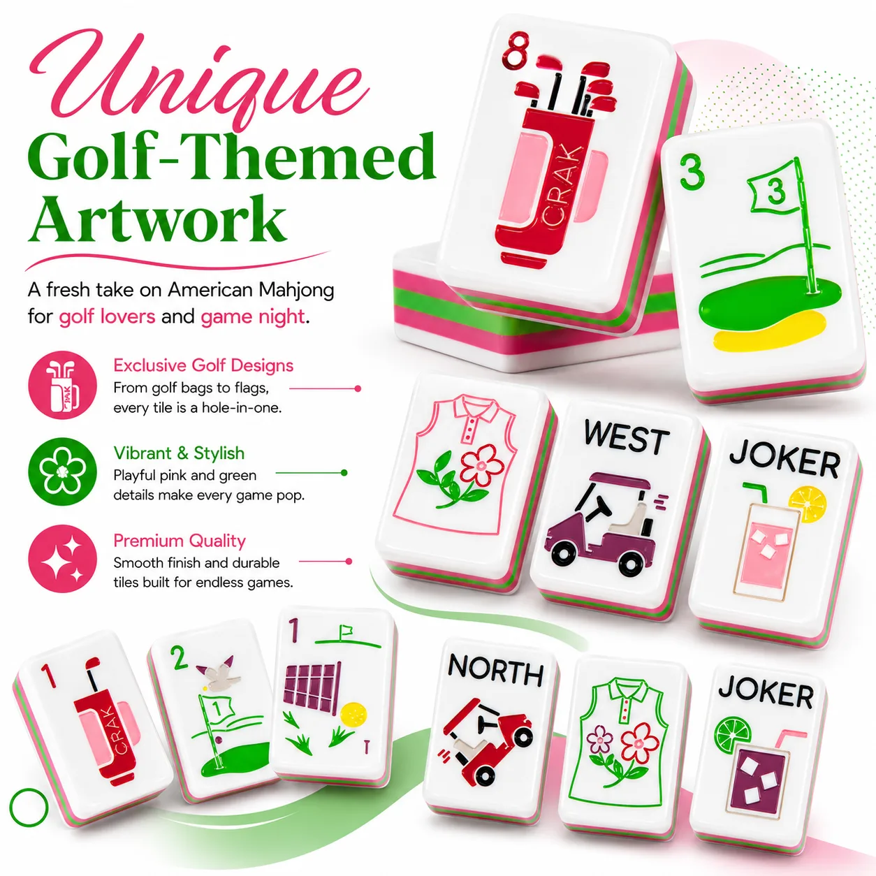 Middle American Mahjong Tiles Set 160-Piece Luxury detail