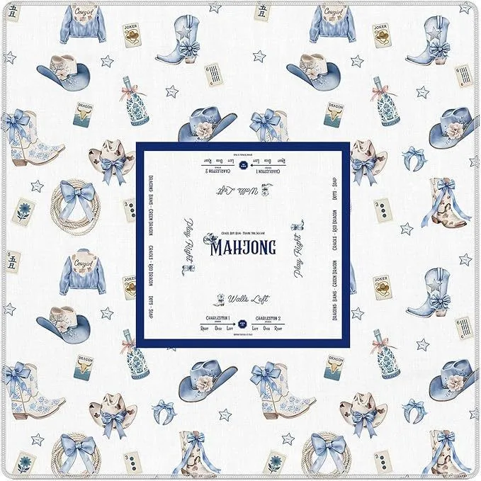 Blue White Porcelain Rubber Mahjong Table Mat, Was detail