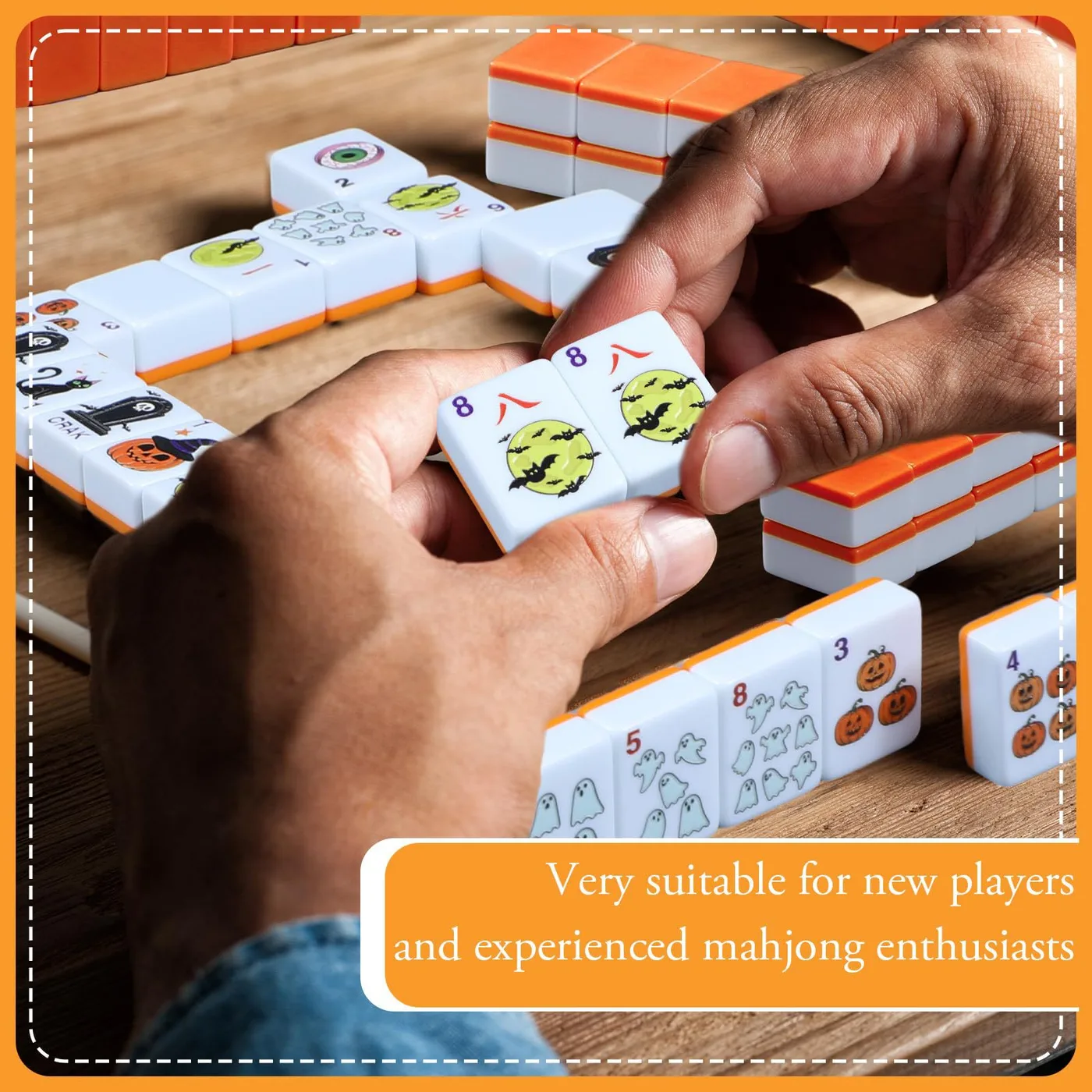 160Pcs American Mahjong Set, Acrylic Halloween Pum detail