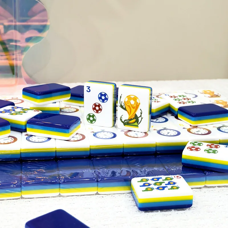 Creative Football-Themed Luxury Acrylic Mahjong Set Three-Layer UV Process European American-Style Tiles High Quality 4-Player