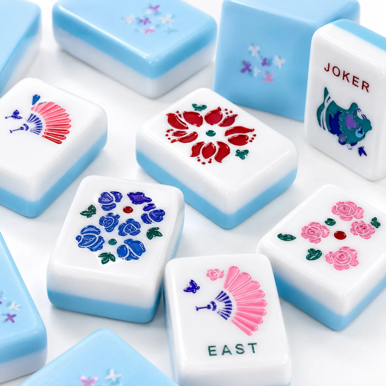 Modern Luxury Engraved Bamboo Bird Pattern Mahjong detail