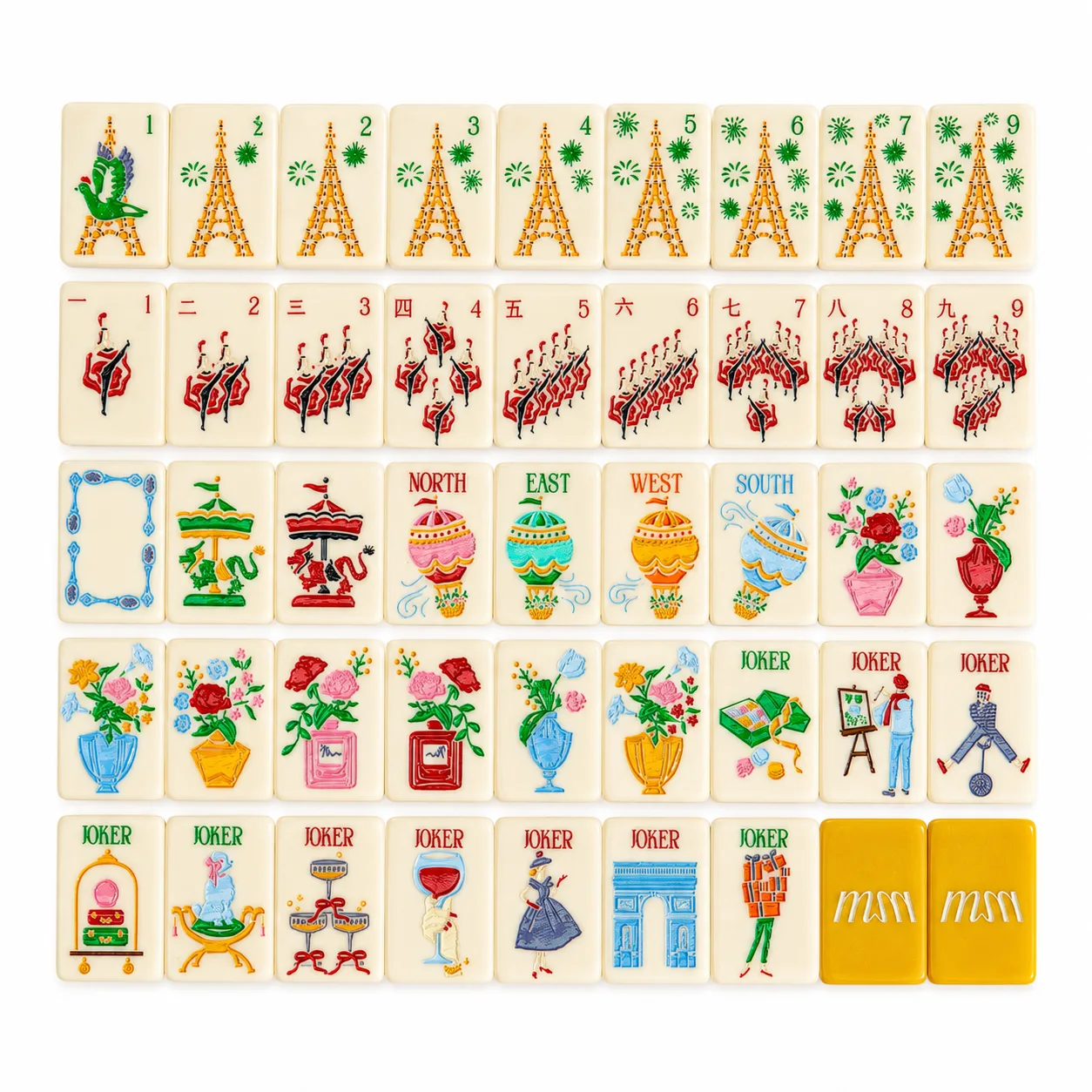 160Pcs American Mahjong Set, 3-Layer Acrylic Paris detail