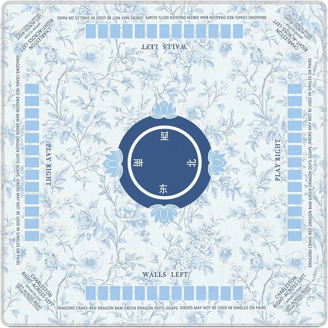 Blue White Porcelain Rubber Mahjong Table Mat, Was detail