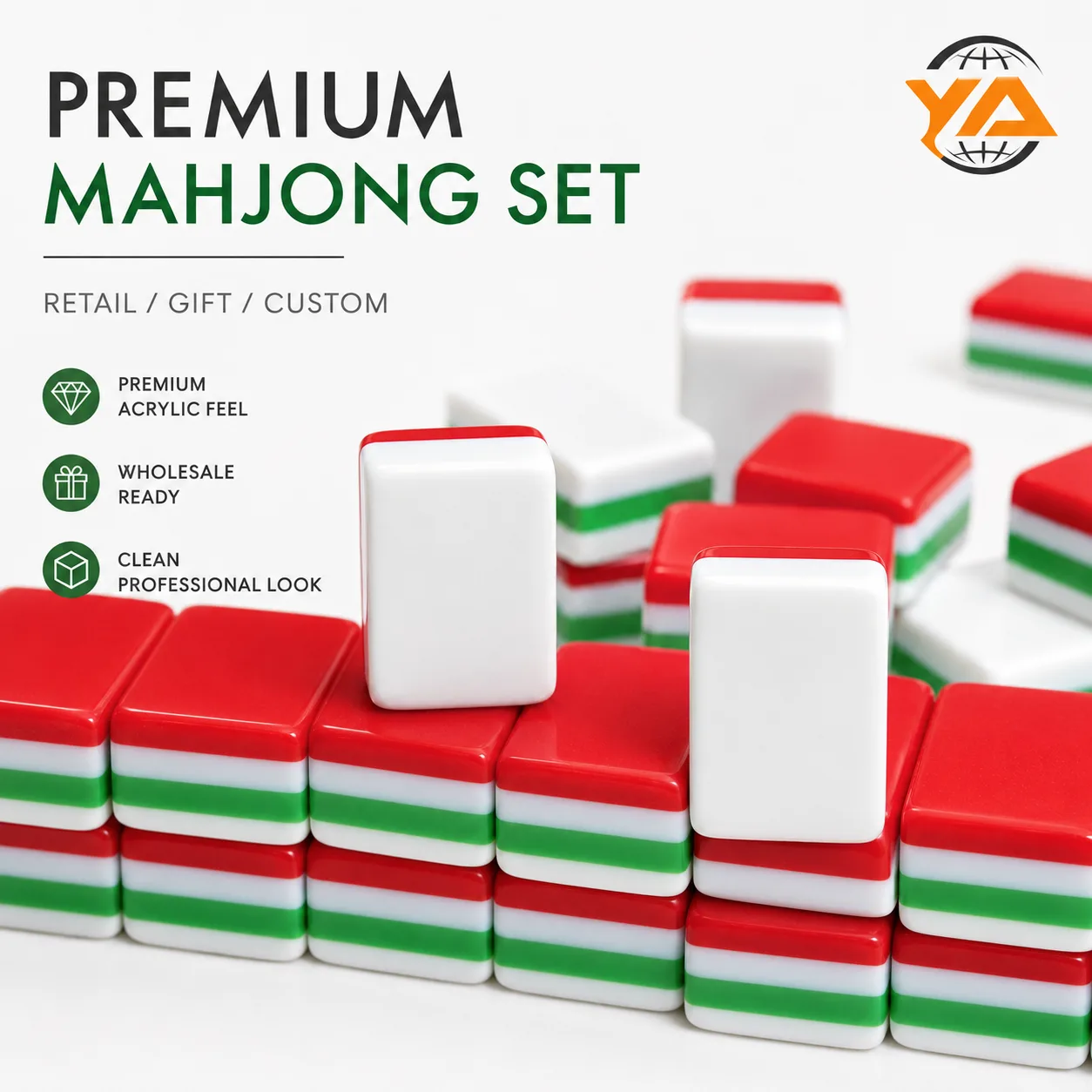 Custom Luxury Acrylic American Mahjong Tiles 160PCS Christmas Dog Red 4 Layer Mahjong Tiles Set