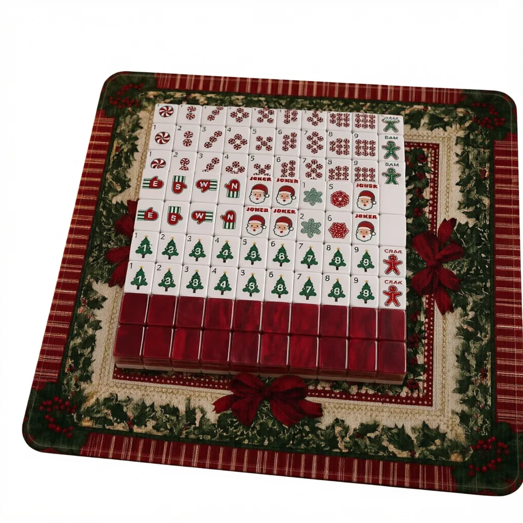 Custom Modern Luxury Christmas Design American Mahjong Set Tiles Acrylic Material Festival Theme Mahjong Game for Bulk Order
