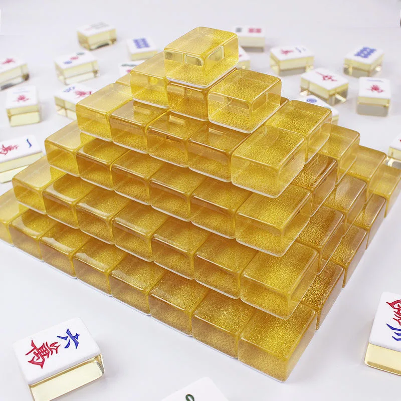 Traditional Chinese Mahjong Set Gold Foil Edge Acr detail