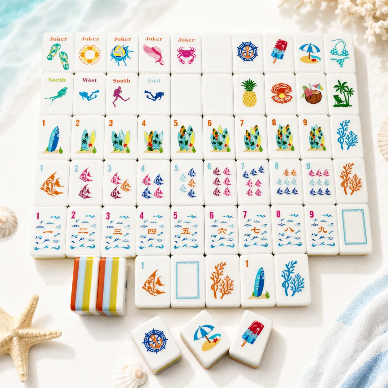 Blue Ocean Theme Modern Foldable Portable Acrylic American Mahjong Brand Home Gift Set Hand Play Model Guangdong