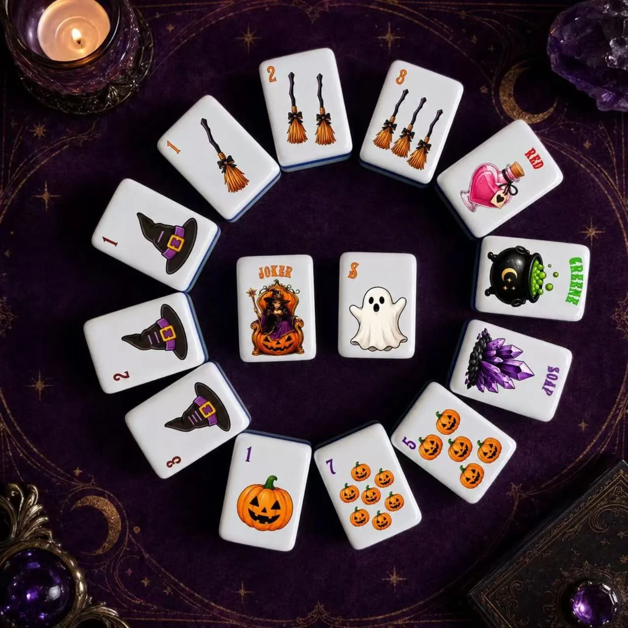 Halloween Acrylic Mahjong Tiles Portable Festival  detail