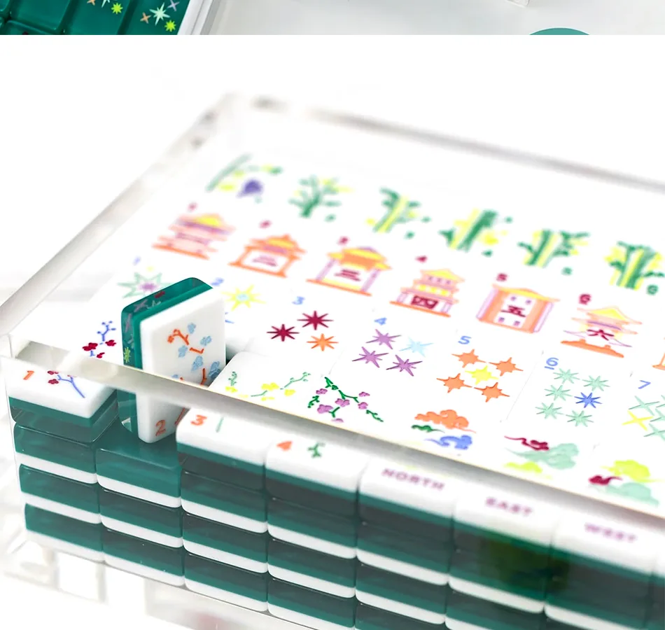 Modern Luxury Panda-Themed Acrylic Mahjong Set Dou detail