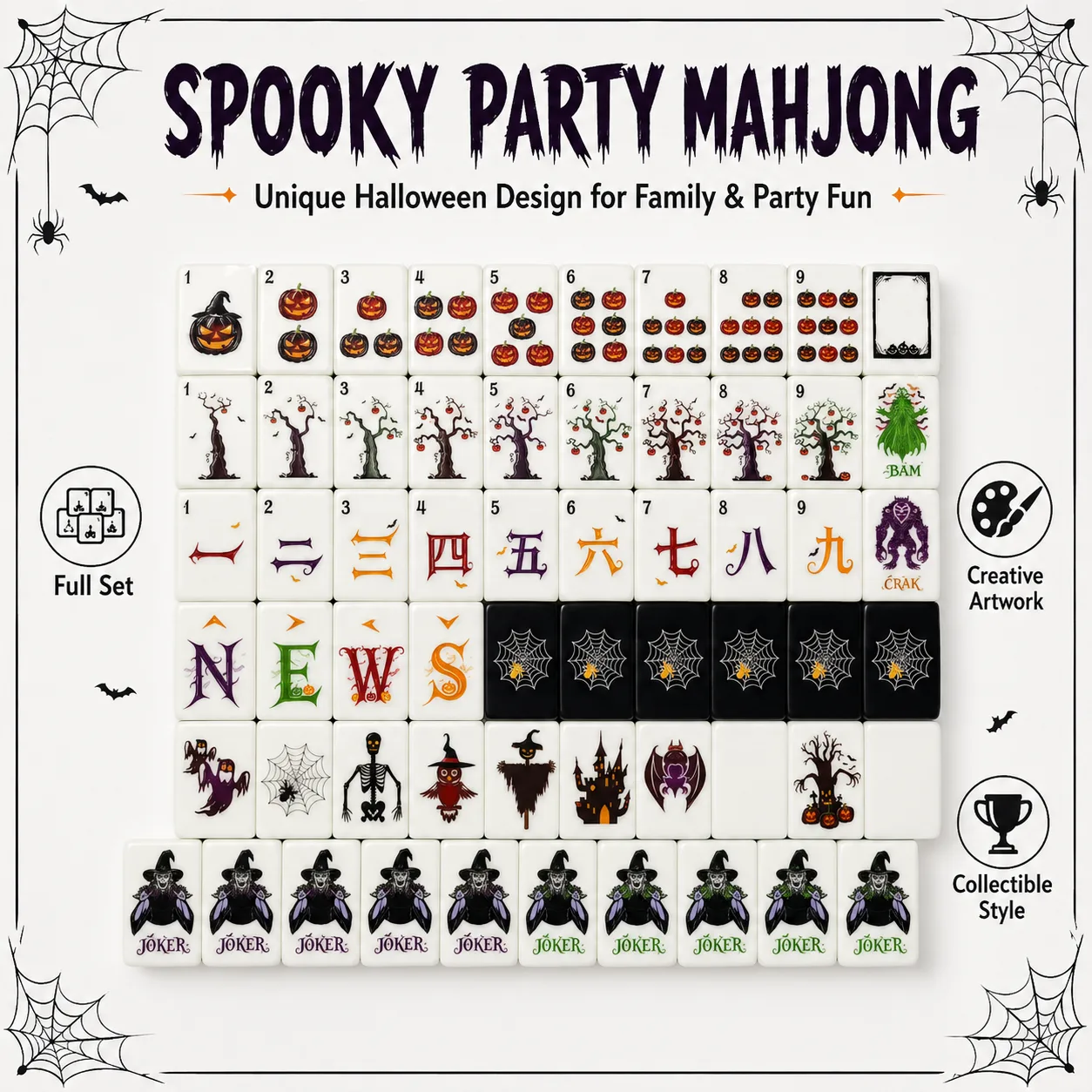 Acrylic Halloween Luxury Classic Mahjong Set Portable Holiday Gifting Design for Adults