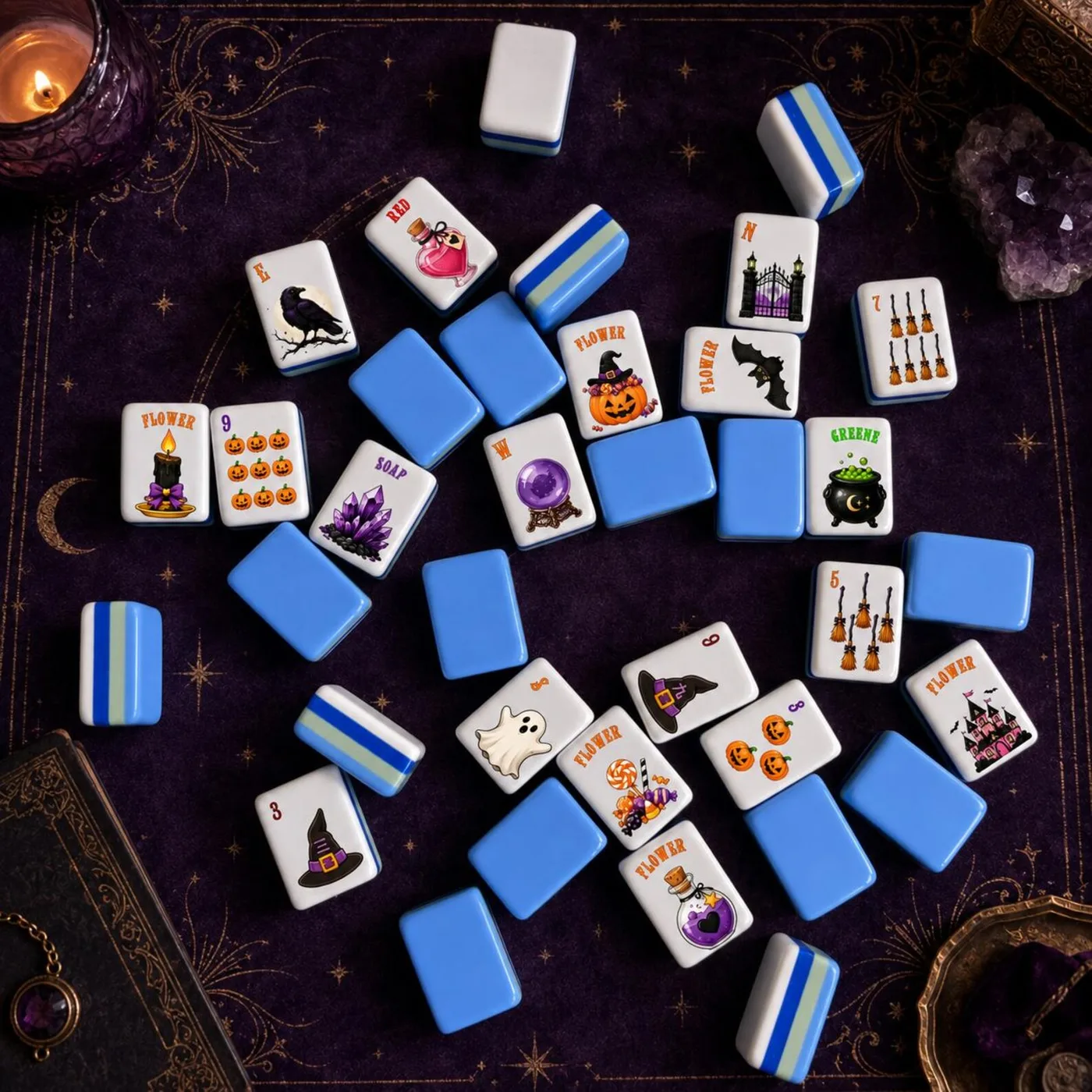 Halloween Acrylic Mahjong Tiles Portable Festival  detail