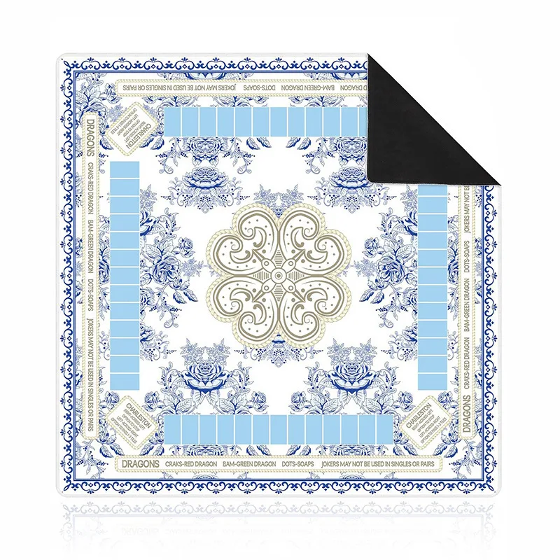 Classic Blue and White American Mahjong Tablecloth Rubber Anti-Slip & Noise Reduction-31.5 Inches-For Mahjong Poker Board Games