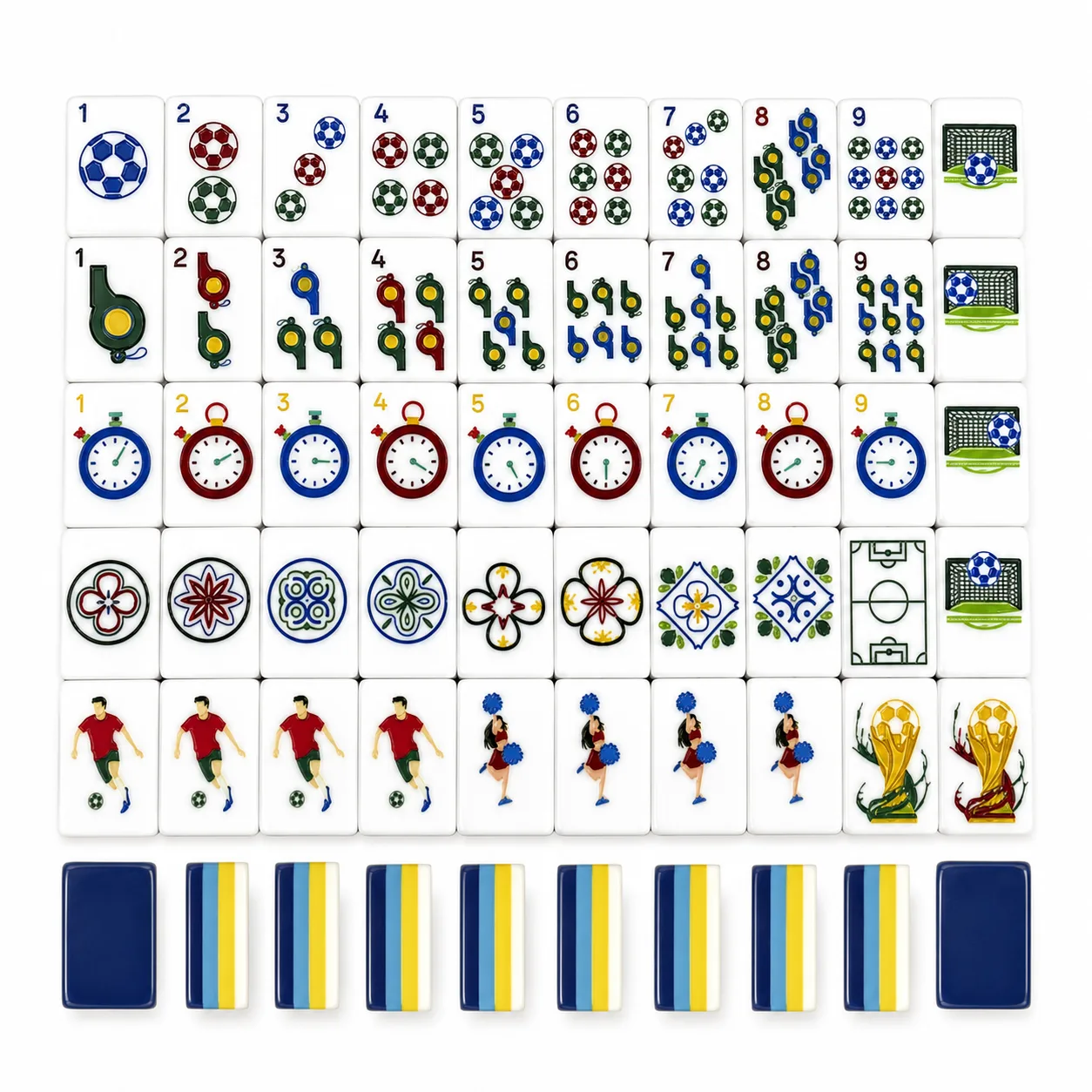 Premium United Sports Soccer Tournament Mahjong Tiles 4 Layer Acrylic Eco-Friendly Football Celebration Entertainment