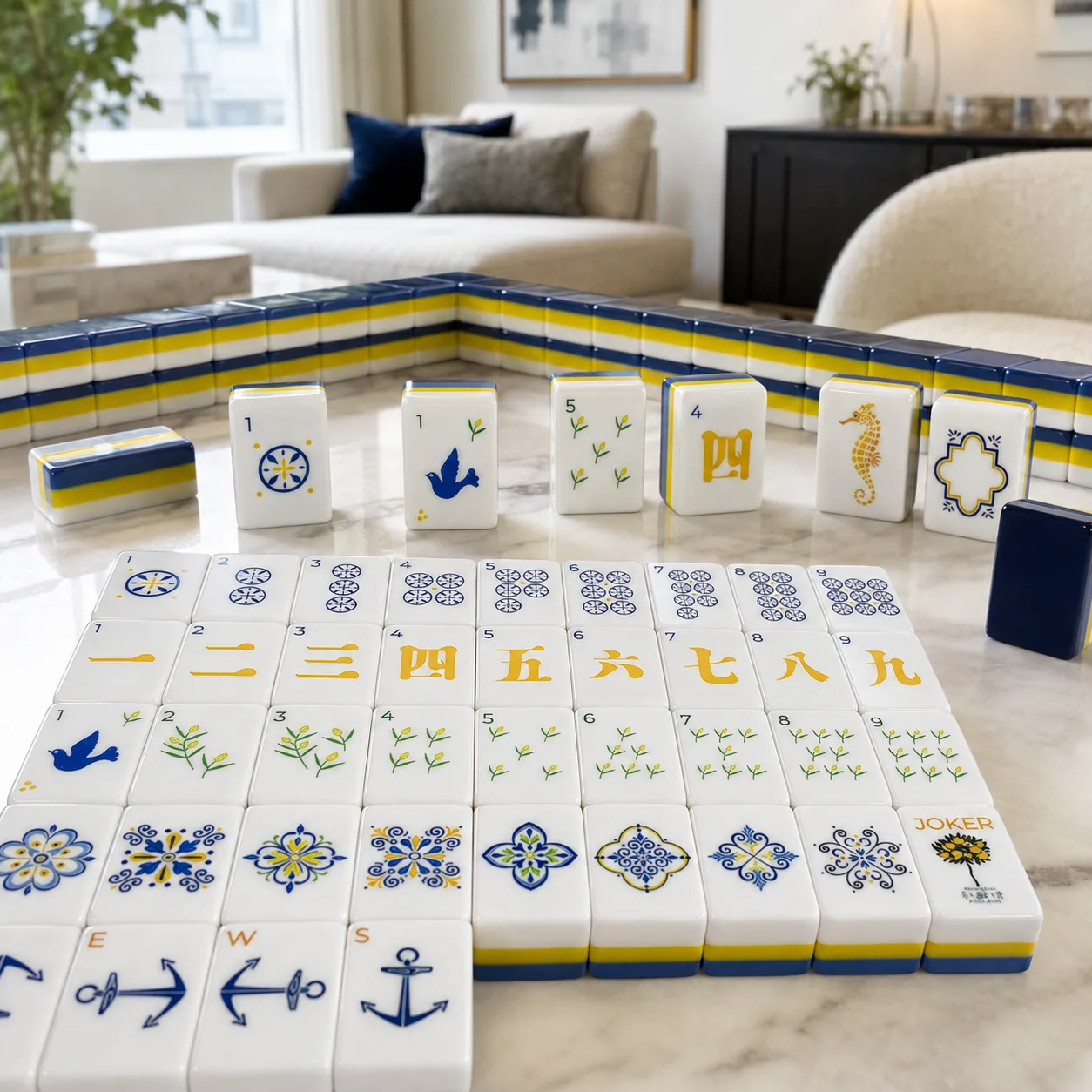 Modern Luxury Blue Captain Theme American Mahjong detail