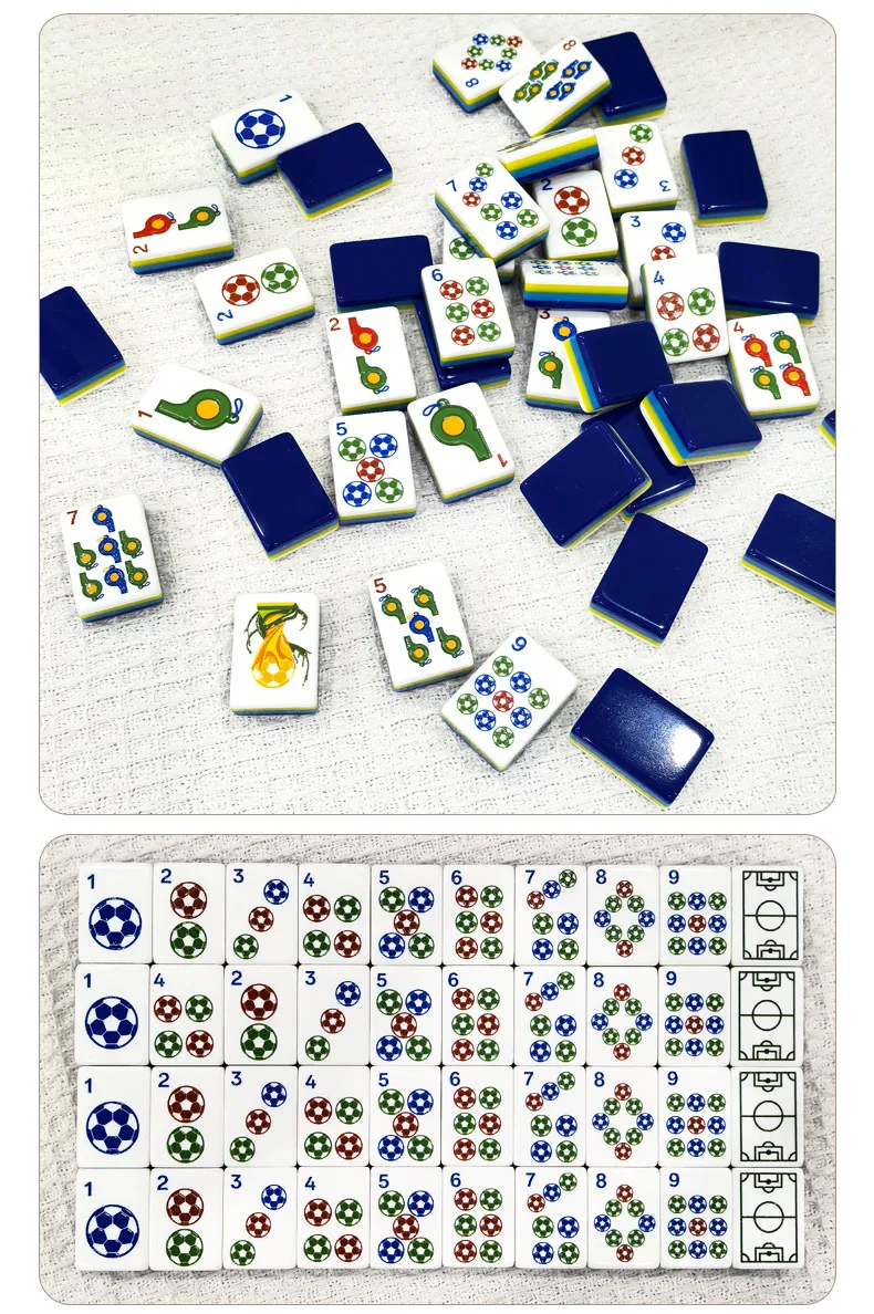 Creative Football-Themed Luxury Acrylic Mahjong Se detail