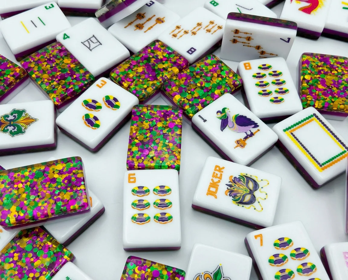 Carnival Flash American Mardi Gras Mahjong Set Fes detail