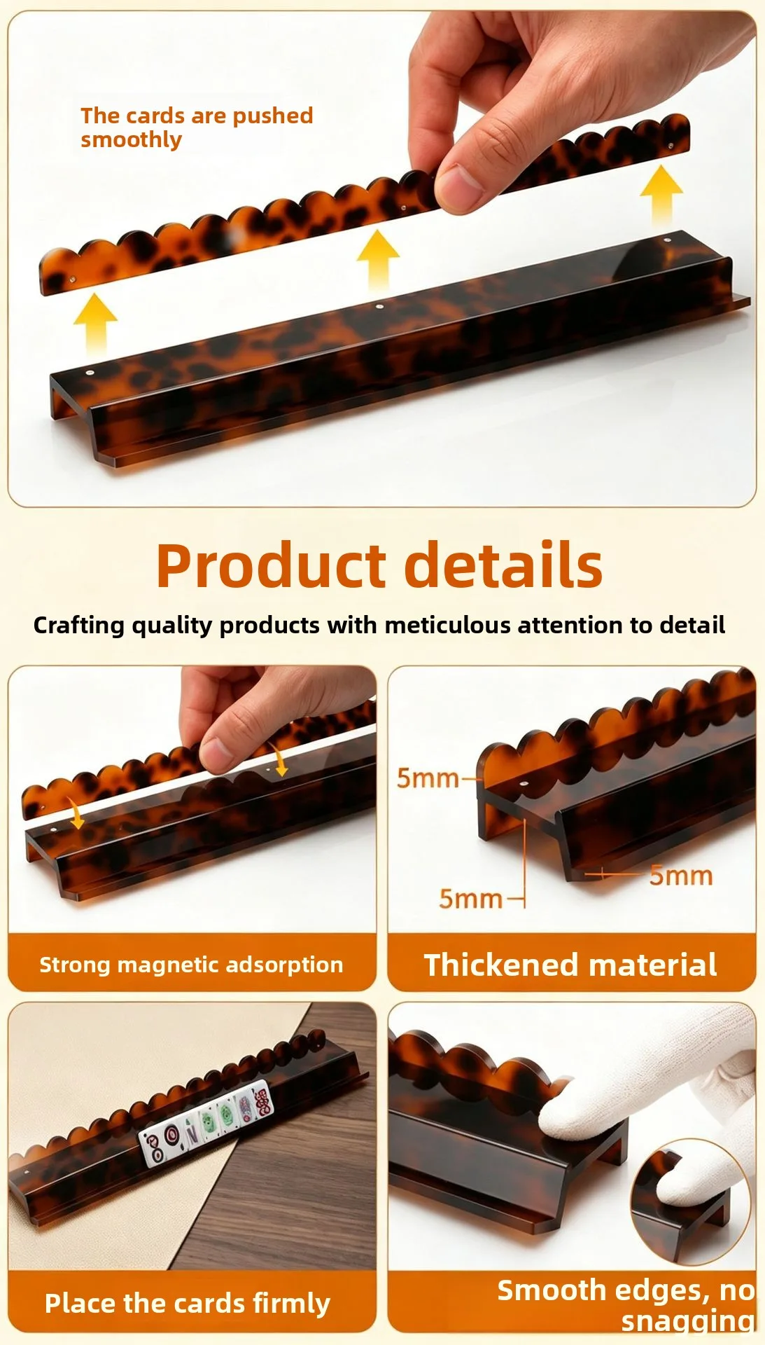 Luxury Magnetic Pusher High-Quality Acrylic Mahjon detail