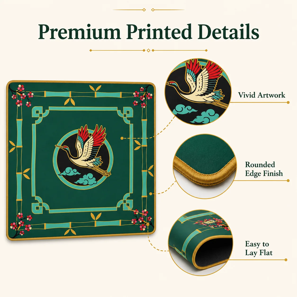 Luxury Silent Game Table Mat Anti-Skid Easy Wipe W detail