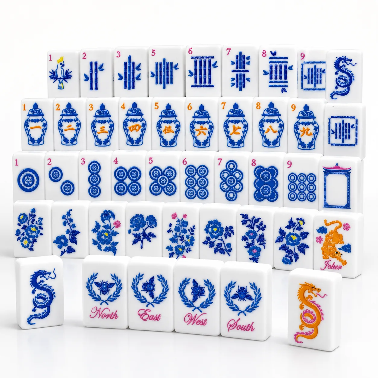 Blue White Luxury Modern American Mahjong Set Orie detail