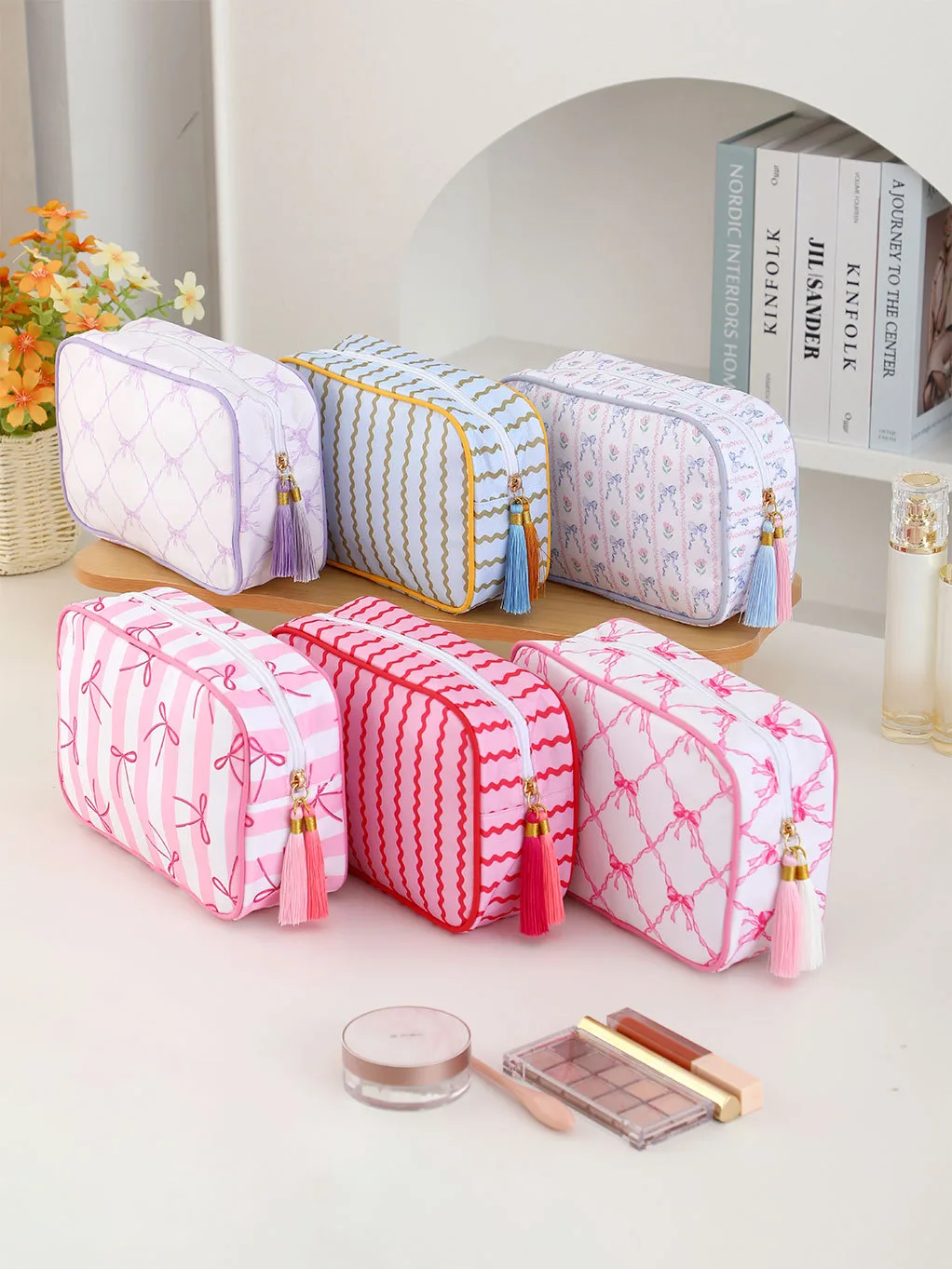 Mahjong Storage Bag Striped Polyester, Large-Capac detail