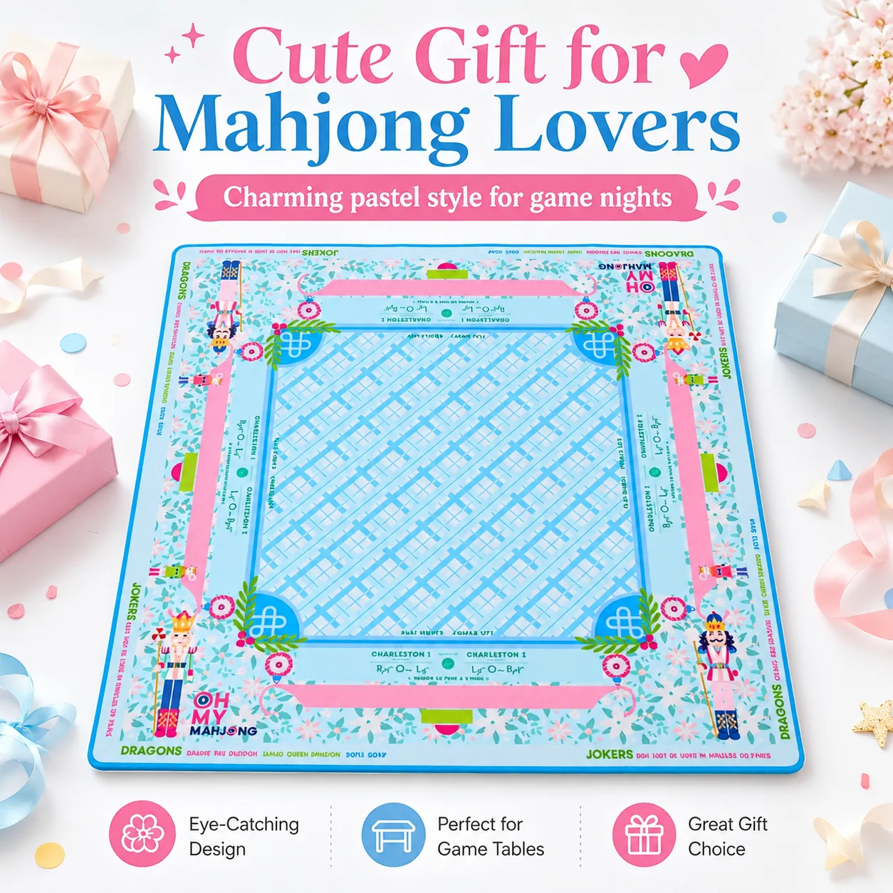 Chinoiserie Lantern Print Modern Luxury Neoprene Mahjong Mat Portable Waterproof Non-slip Foldable Eco-Friendly Entertainment