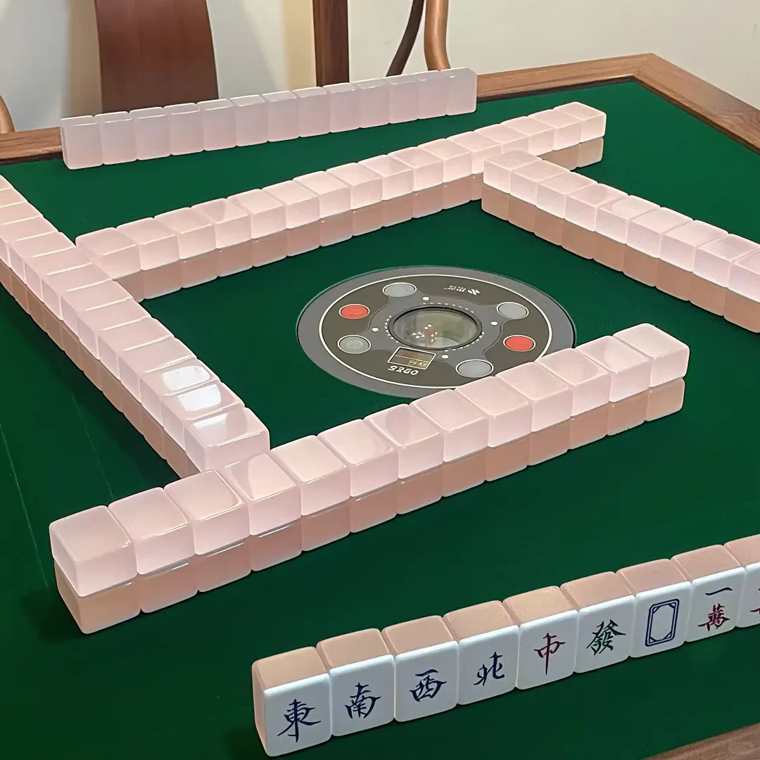 Handcrafted Modern Mahjong 144Tile Set Jelly Pink detail