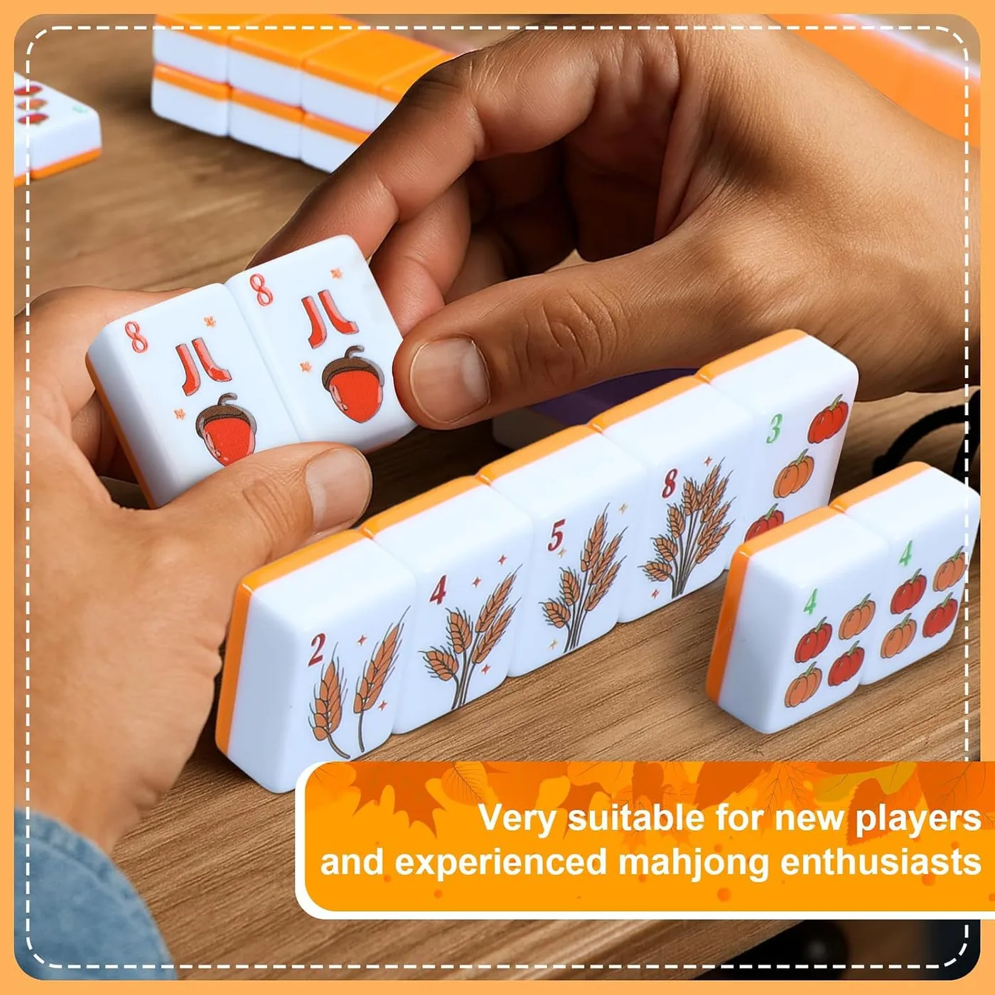 160Pcs American Mahjong Set, Acrylic Thanksgiving detail